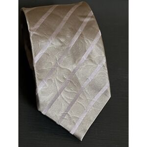 LANVIN Paris Luxury Necktie SILK Designer Diagonal Stripe 3D Gray Silver Purple